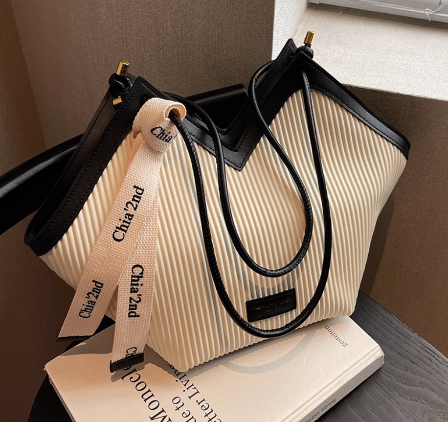 [Zipper Bucket Bag] New Adjustable Fashion Embroidered Shopping Bag Versatile Lightweight Handheld Shoulder Crossbody Bag
